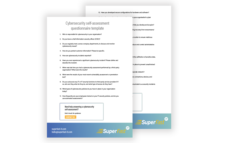Cyber Security self-assessment questionniare template