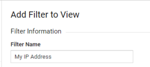 Filter Name Google Analytics