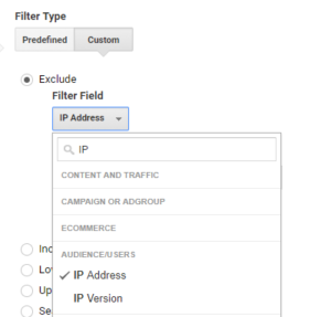 IP Address Filter Pattern Google Analytics