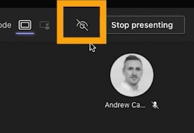 powerpoint live presenter view Share slides switched off - line through eye