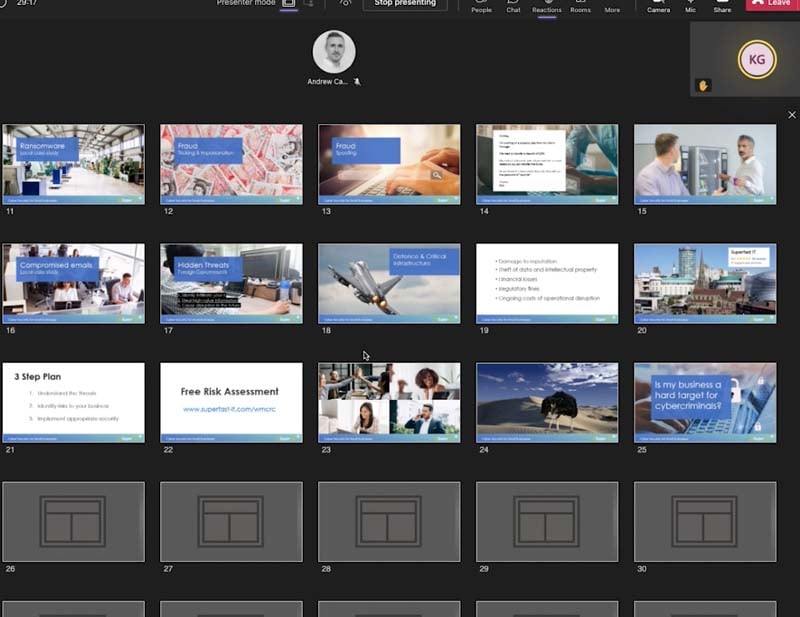 View many slide thumbnails with Grid view
